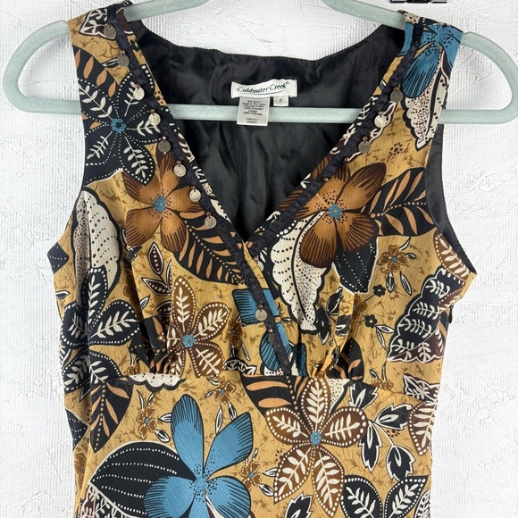 Coldwater Creek Multicolor Floral Mini Dress Sleeveless Drop Waist Beaded Size 8 - Picture 5 of 12